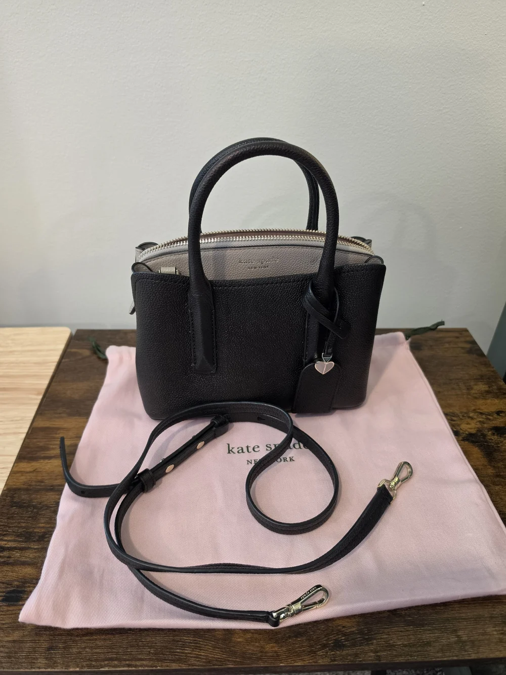 Kate Spade Mini Black Leather Satchel With Crossbody Strap